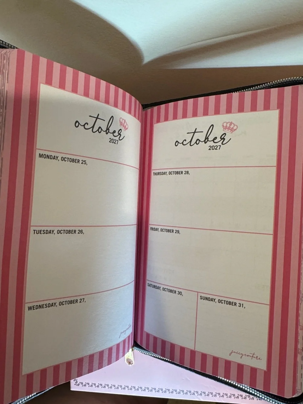 Juicy Couture Pink Planner with Gold Crown Pen 26-27
